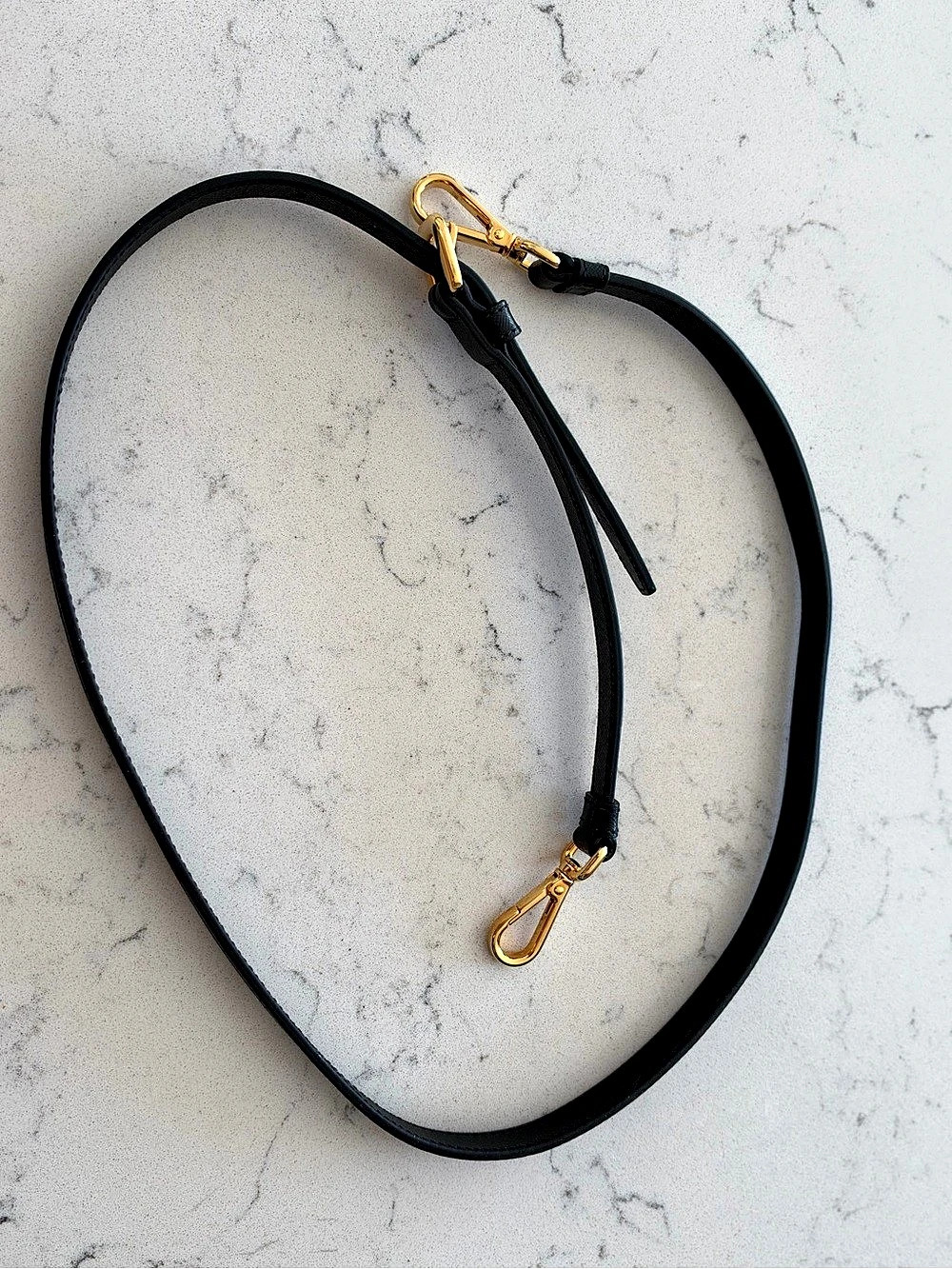 Authentic Black Prada Saffiano Leather Bag Strap Gold Clasps